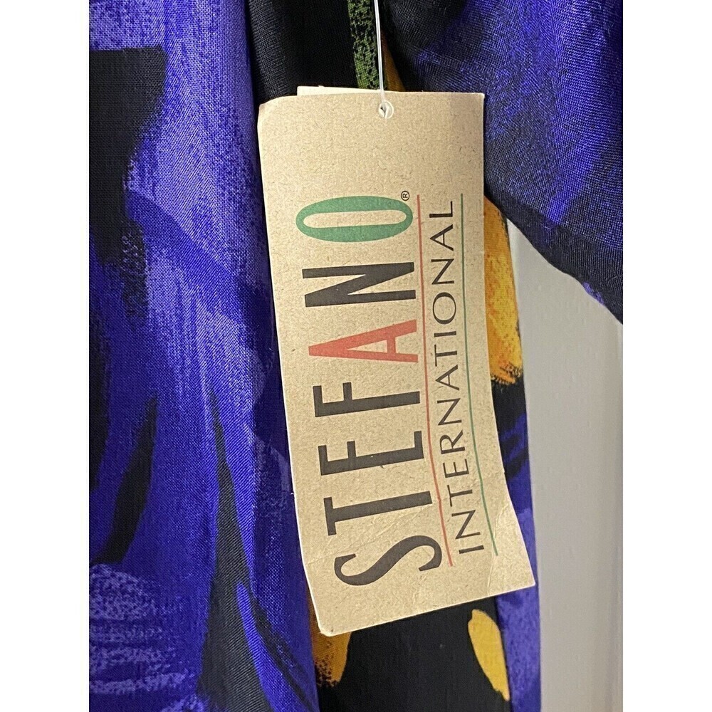 Vtg Stefano International Blouse Women's 18 20 Abstract Purple Green Yellow NEW - Picture 5 of 5